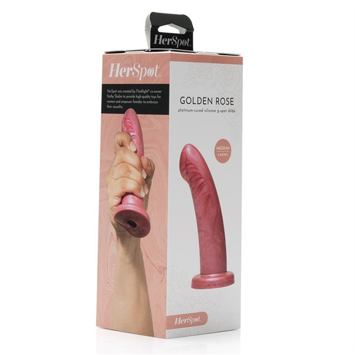 Herspot Dildo Golden Rose Medium Size - 810476010607 - Teknashop Ltd