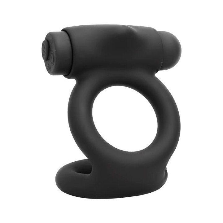 Denver Double Cockring with Vibrating Bullet USB Silicone Black - T-130 - Teknashop Ltd