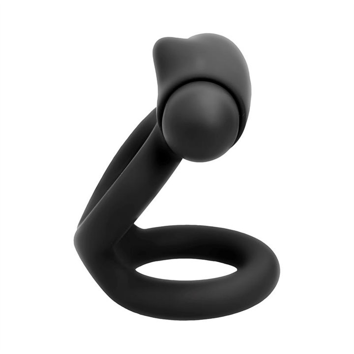 Denver Double Cockring with Vibrating Bullet USB Silicone Black - T-130 - Teknashop Ltd