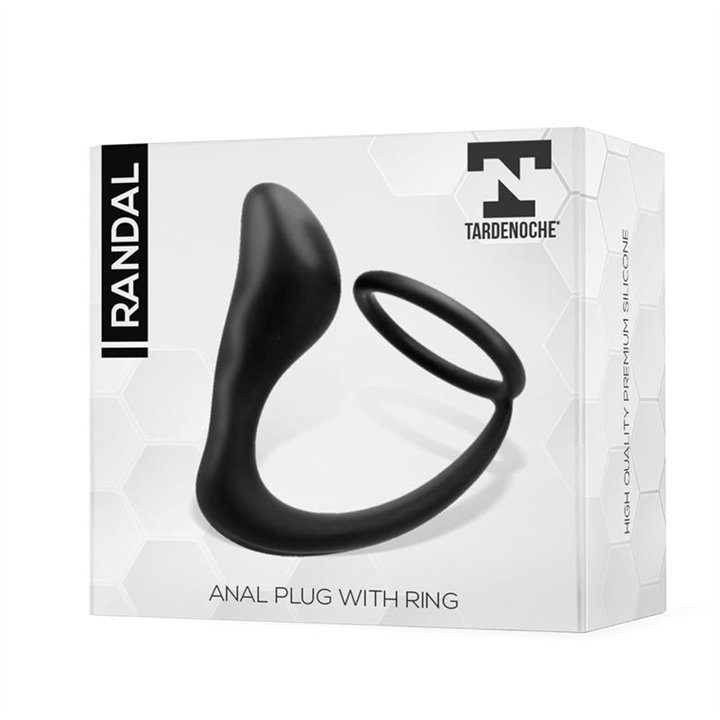 Randal Butt Plug with Penis Ring Silicone Black - T-132 - Teknashop Ltd