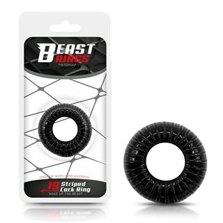Cock Ring Super Flexible and Resistant Striped 1.9 cm Black - BR-769 - Teknashop Ltd