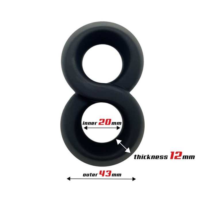 Double Penis Ring 100% Liquid Silicone 2 cm Black - BR-767 - Teknashop Ltd