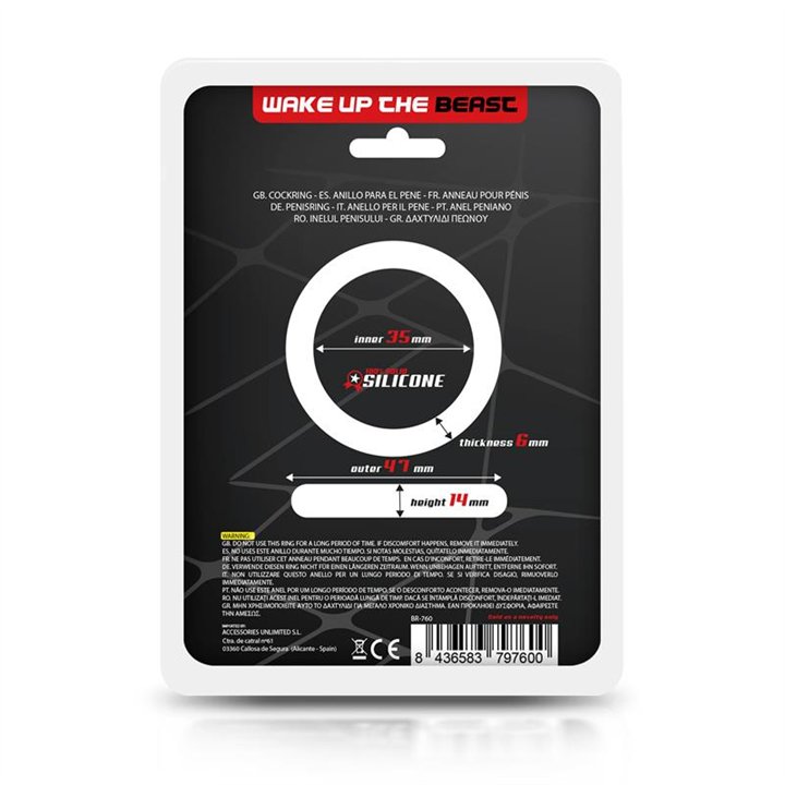 Cock Ring Solid Silicone 3.5 cm Black - BR-760 - Teknashop Ltd