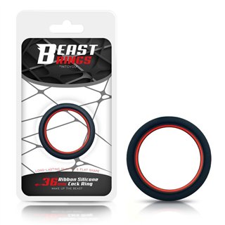 Penis Ring 100% Solid Silicone 3.6 cm Red and Black - BR-774 - Teknashop Ltd