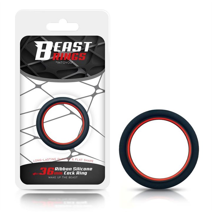 Penis Ring 100% Solid Silicone 3.6 cm Red and Black - BR-774 - Teknashop Ltd