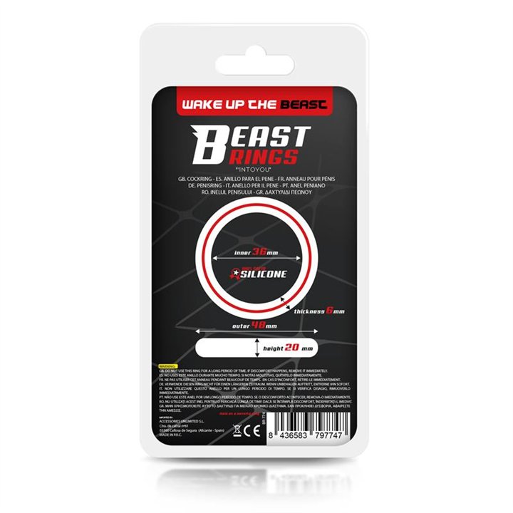 Penis Ring 100% Solid Silicone 3.6 cm Red and Black - BR-774 - Teknashop Ltd