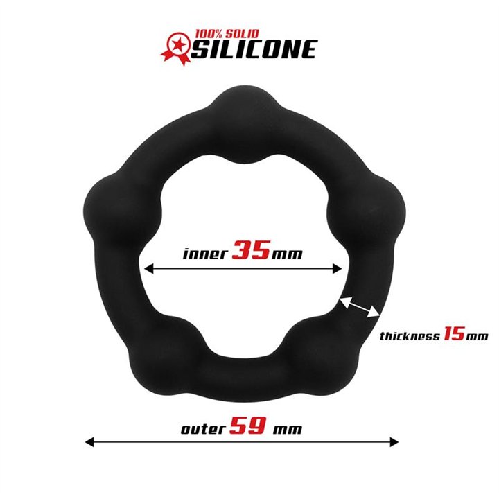 Bead Solid Cock Ring Silicone 3.5 cm Black - BR-764 - Teknashop Ltd