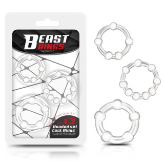 Set of 3 Penis Ring Beaded Flexibles Clear - BR-777 - Teknashop Ltd