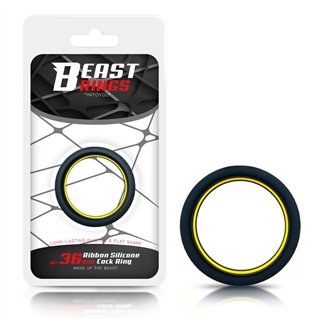 Penis Ring 100% Solid Silicone 3.6 cm Yellow and Black - BR-765 - Teknashop Ltd