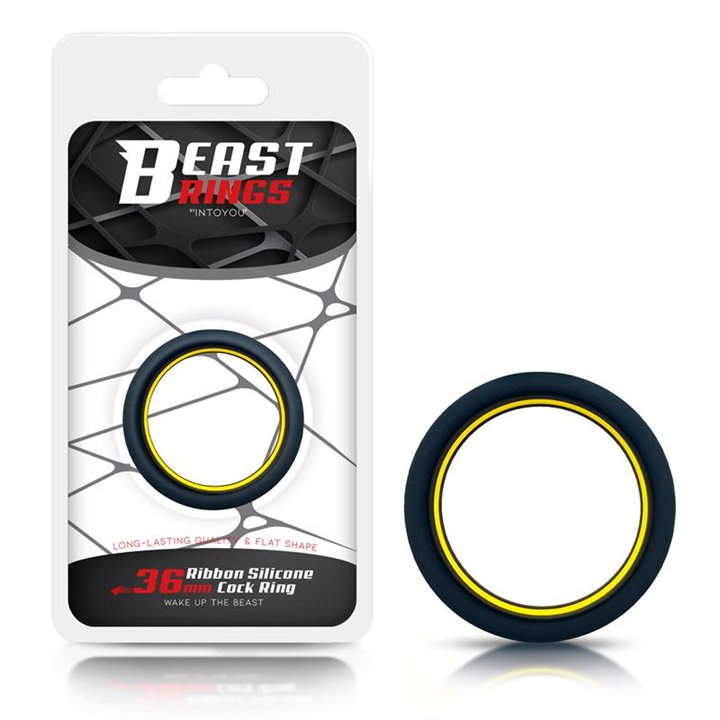 Penis Ring 100% Solid Silicone 3.6 cm Yellow and Black - BR-765 - Teknashop Ltd