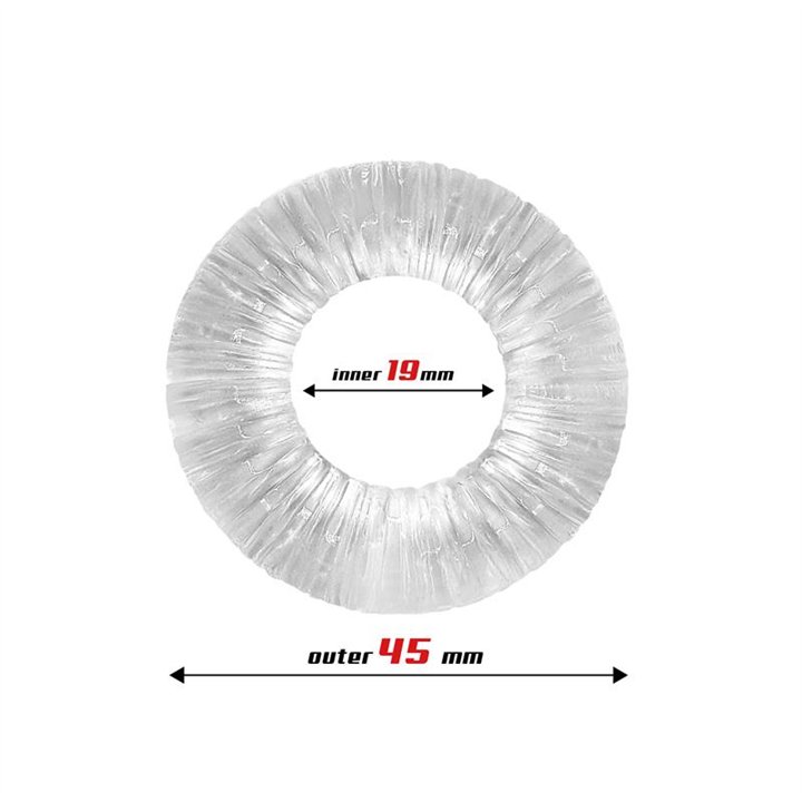 Cock Ring Super Flexible Striped 1.9 cm Clear - BR-775 - Teknashop Ltd