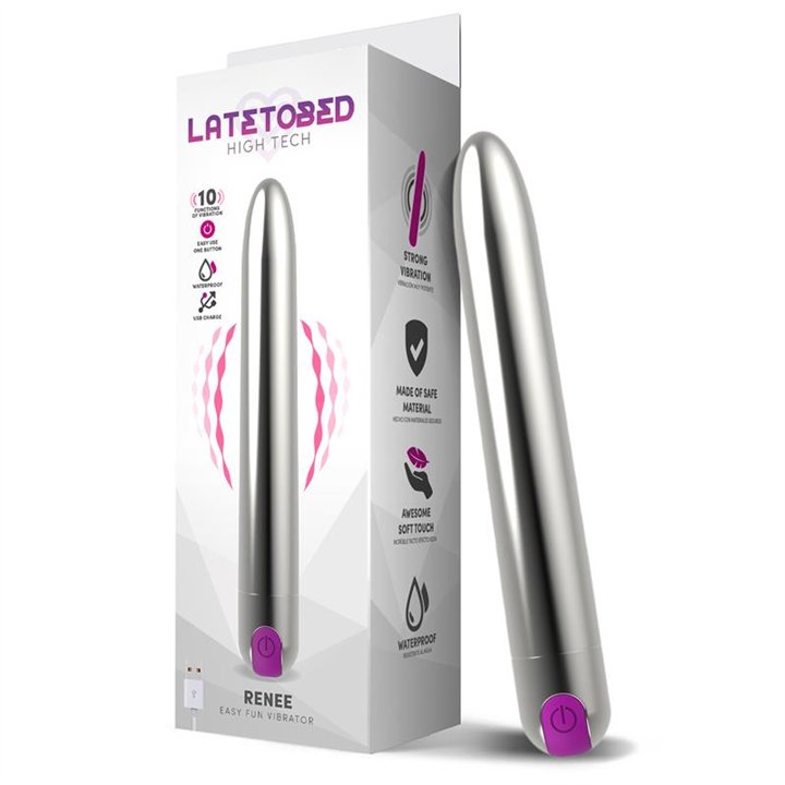 Renee Vibe 10 Vibrating Functions 18,5 cm USB Silver - LT-687 - Teknashop Ltd