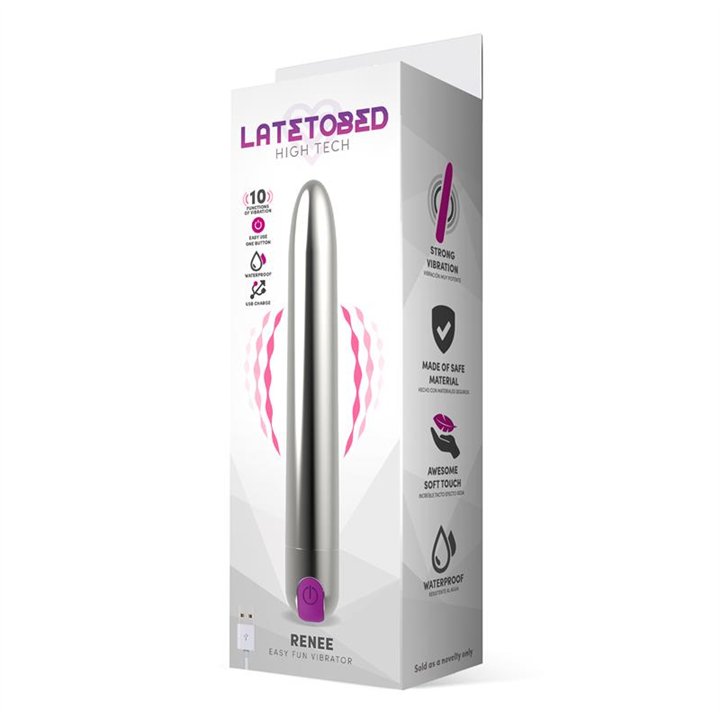Renee Vibe 10 Vibrating Functions 18,5 cm USB Silver - LT-687 - Teknashop Ltd