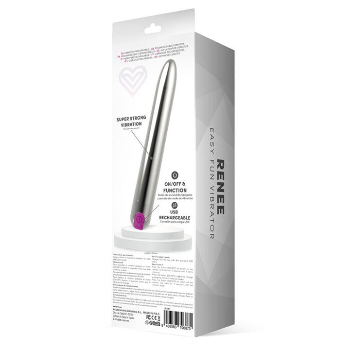 Renee Vibe 10 Vibrating Functions 18,5 cm USB Silver - LT-687 - Teknashop Ltd
