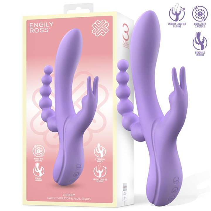 Lindsay Vibe with Anal Chain Liquid Silicone Unibody Flexible 2 Motors - ER00191 - Teknashop Ltd