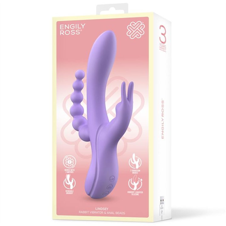 Lindsay Vibe with Anal Chain Liquid Silicone Unibody Flexible 2 Motors - ER00191 - Teknashop Ltd