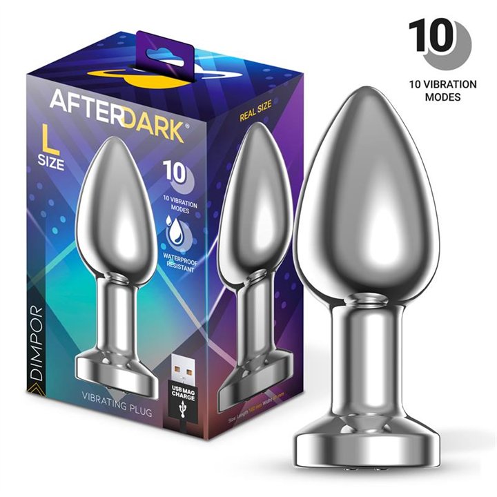 Dimpor Chrome Anal Plug with Vibration and Magnetic USB Size L - AD-549 - Teknashop Ltd
