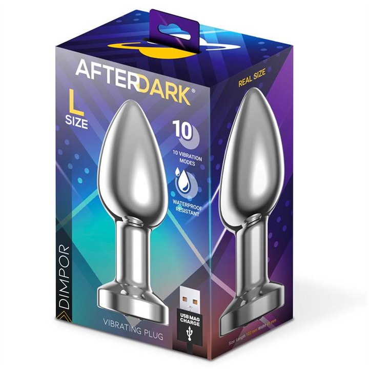 Dimpor Chrome Anal Plug with Vibration and Magnetic USB Size L - AD-549 - Teknashop Ltd