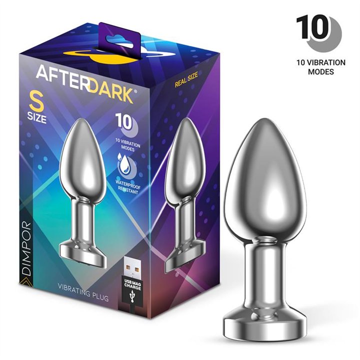 Dimpor Chrome Anal Plug with Vibration and Magnetic USB Size S - AD-551 - Teknashop Ltd