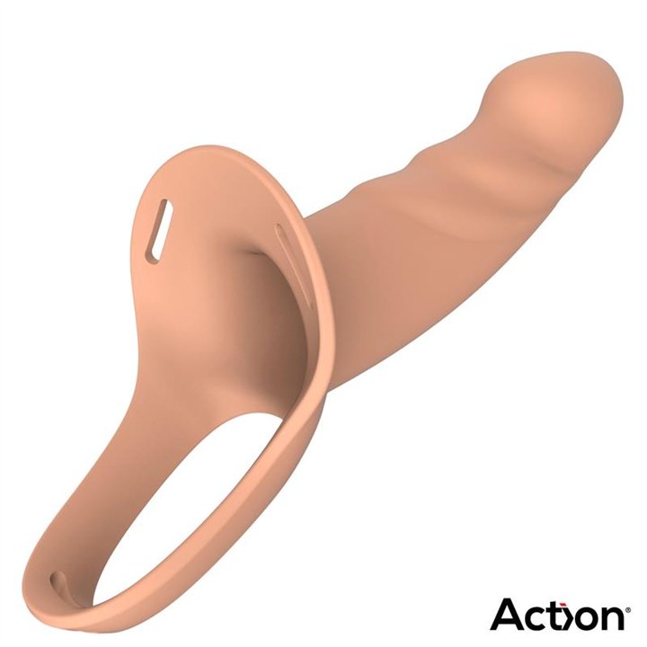 Strap-On with Hollow Dildo Premium Silicone Size L Flesh - AC-506 - Teknashop Ltd