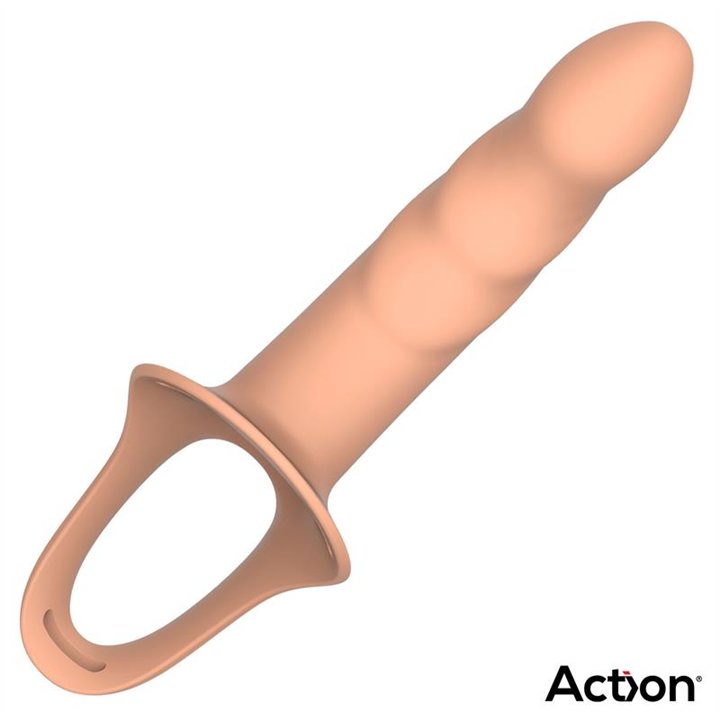 Strap-On with Hollow Dildo Premium Silicone Size L Flesh - AC-506 - Teknashop Ltd