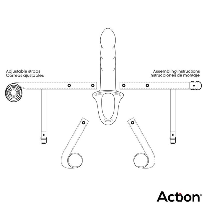 Strap-On with Hollow Dildo Premium Silicone Size L Flesh - AC-506 - Teknashop Ltd
