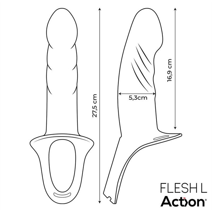 Strap-On with Hollow Dildo Premium Silicone Size L Flesh - AC-506 - Teknashop Ltd