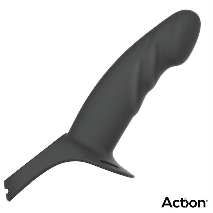 Strap-On with Hollow Dildo Premium Silicone Size S Black - AC-505 - Teknashop Ltd