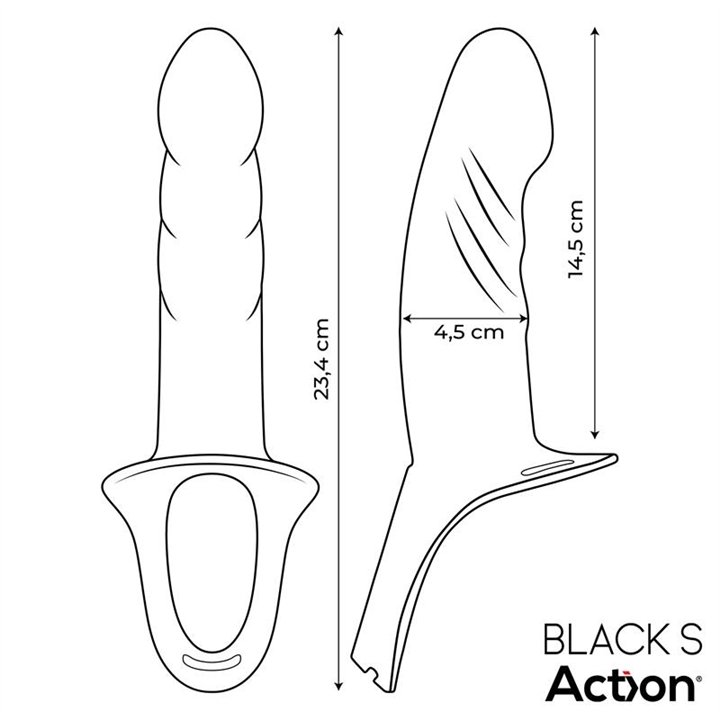 Strap-On with Hollow Dildo Premium Silicone Size S Black - AC-505 - Teknashop Ltd