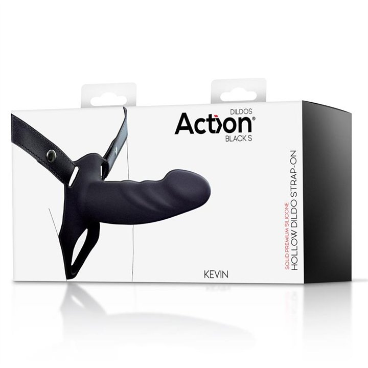 Strap-On with Hollow Dildo Premium Silicone Size S Black - AC-505 - Teknashop Ltd