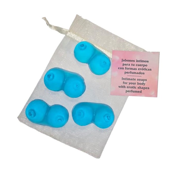 Set of 4 Scented Mini Soaps in the Shape of a Blue Breast - 8412345052620 - Teknashop Ltd