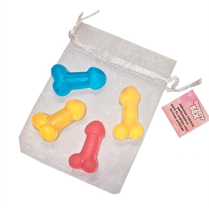 Set of 4 Mini Penis-Shaped Soaps Colors - 8412345052613 - Teknashop Ltd