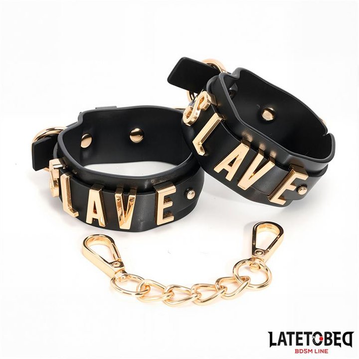 SLAVE Handcuff with Golden Chain - 8436615009077 - Teknashop Ltd