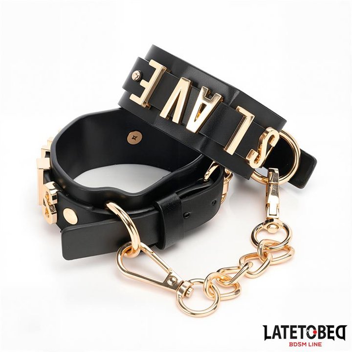 SLAVE Handcuff with Golden Chain - 8436615009077 - Teknashop Ltd