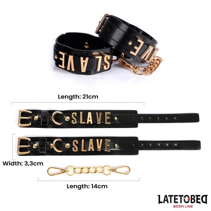 SLAVE Handcuff with Golden Chain - 8436615009077 - Teknashop Ltd