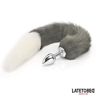 Anal plug with tail Gray and White 40 cm - 8436626090156 - Teknashop Ltd