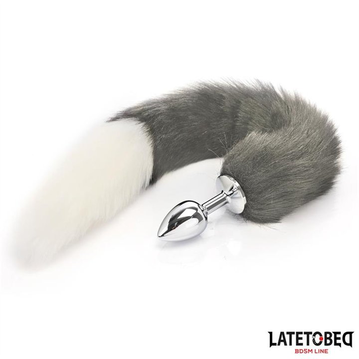 Anal plug with tail Gray and White 40 cm - 8436626090156 - Teknashop Ltd