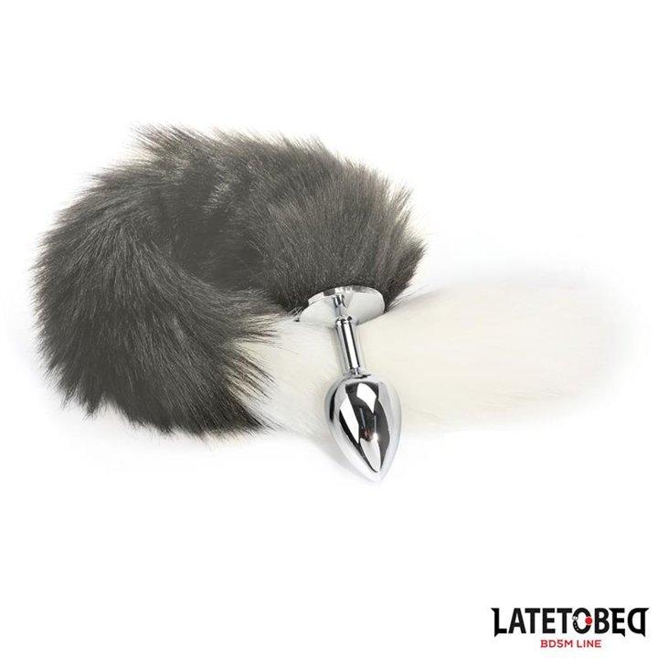 Anal plug with tail Gray and White 40 cm - 8436626090156 - Teknashop Ltd