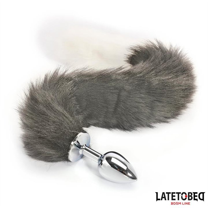 Anal plug with tail Gray and White 40 cm - 8436626090156 - Teknashop Ltd