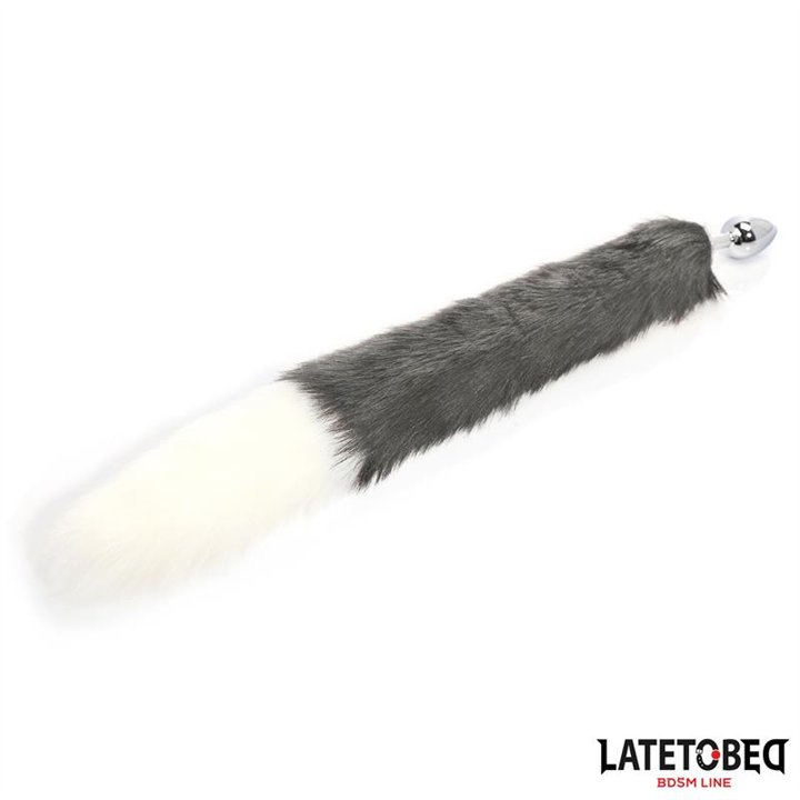 Anal plug with tail Gray and White 40 cm - 8436626090156 - Teknashop Ltd