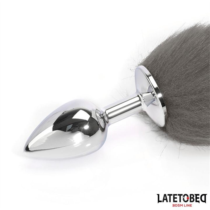 Anal plug with tail Gray and White 40 cm - 8436626090156 - Teknashop Ltd