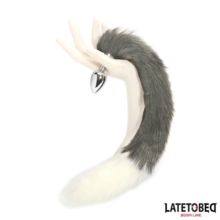 Anal plug with tail Gray and White 40 cm - 8436626090156 - Teknashop Ltd