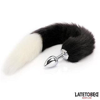 Fox Tail Anal Plug Black and White 40 cm - 8436626090194 - Teknashop Ltd