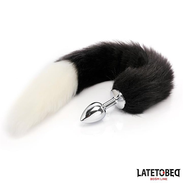 Fox Tail Anal Plug Black and White 40 cm - 8436626090194 - Teknashop Ltd