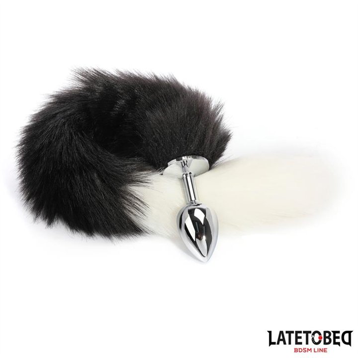 Fox Tail Anal Plug Black and White 40 cm - 8436626090194 - Teknashop Ltd