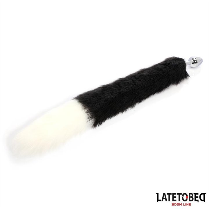 Fox Tail Anal Plug Black and White 40 cm - 8436626090194 - Teknashop Ltd