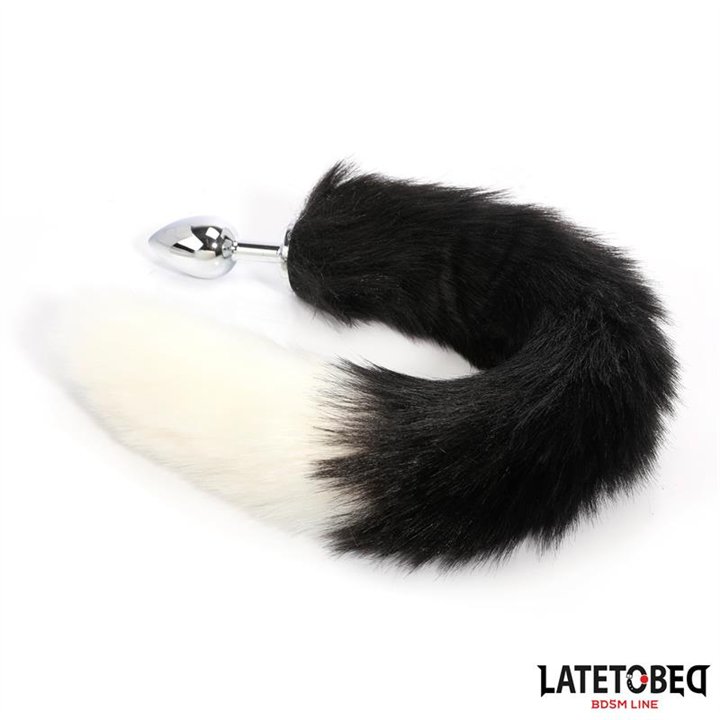 Fox Tail Anal Plug Black and White 40 cm - 8436626090194 - Teknashop Ltd