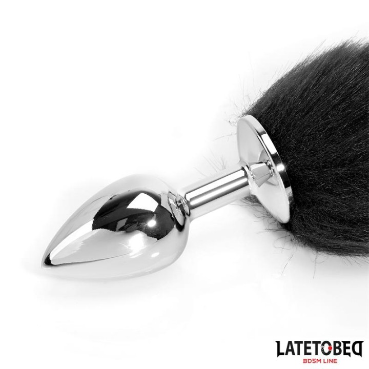 Fox Tail Anal Plug Black and White 40 cm - 8436626090194 - Teknashop Ltd