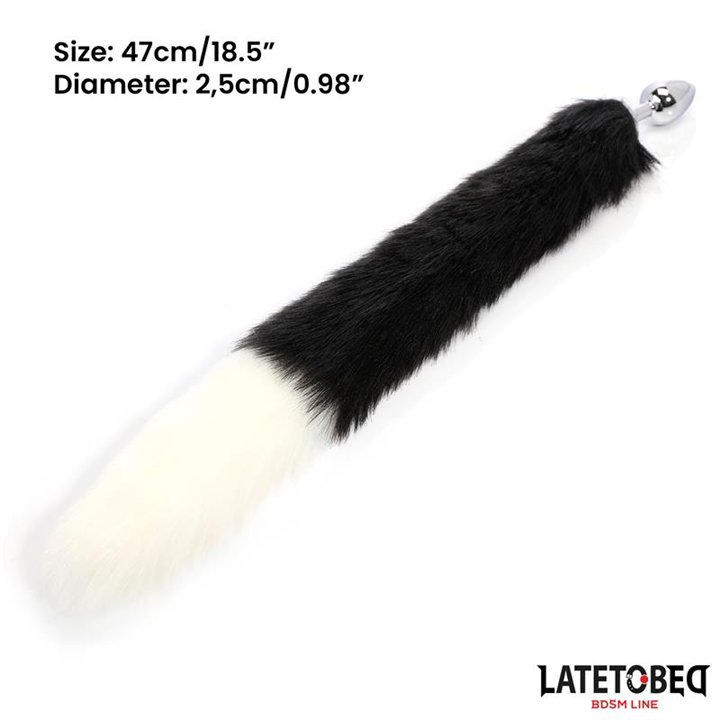Fox Tail Anal Plug Black and White 40 cm - 8436626090194 - Teknashop Ltd