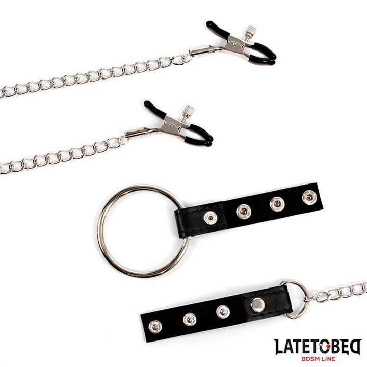 Nipple Clamps With Penis Ring - 8436615009817 - Teknashop Ltd